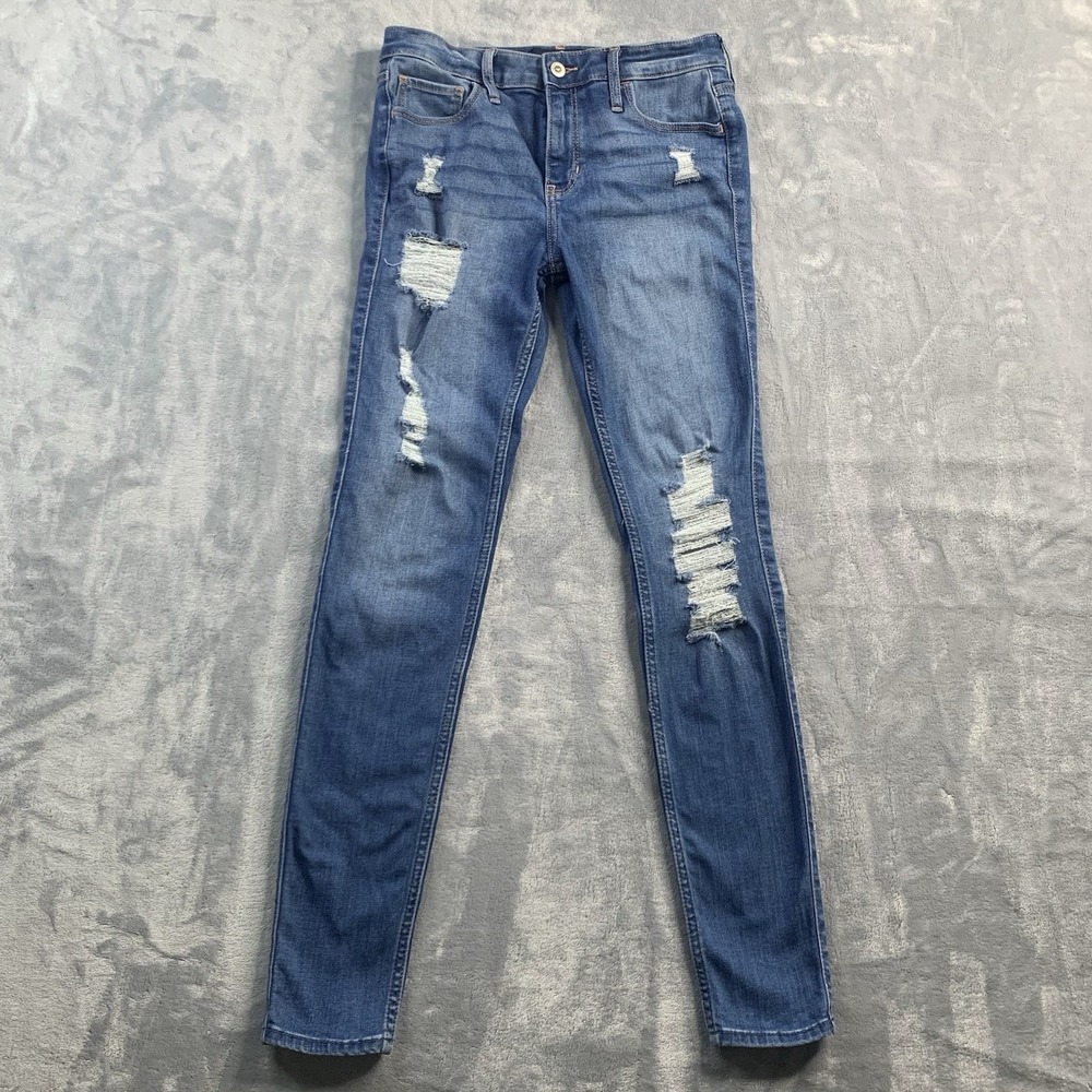 Hollister Jeans Womens 7L 28x30 Blue Mid Rise Super Skinny Classic‎ Soft Stretch